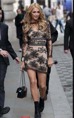 For Love & Lemons Desert Nights Dress M Paris Hilton Embroidered Mesh Mini